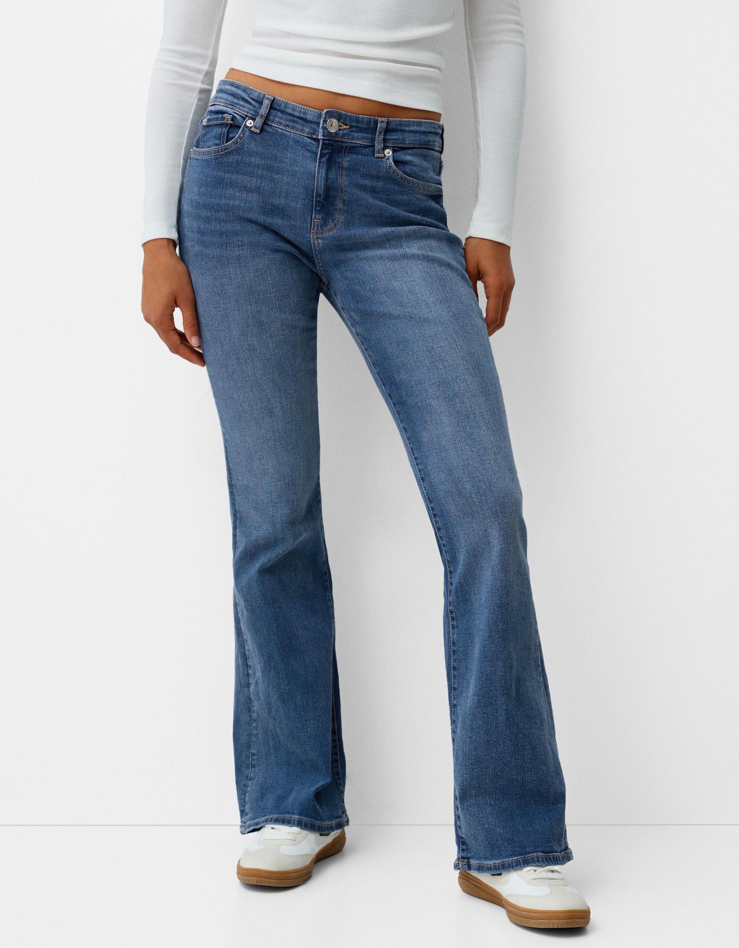 Bershka Jeans Flare Mujer 36 Azul Lavado