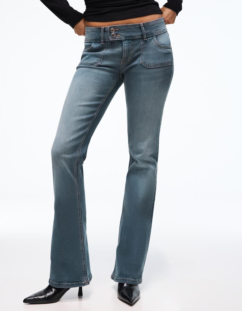 Low-rise boot-cut jeans-Blue