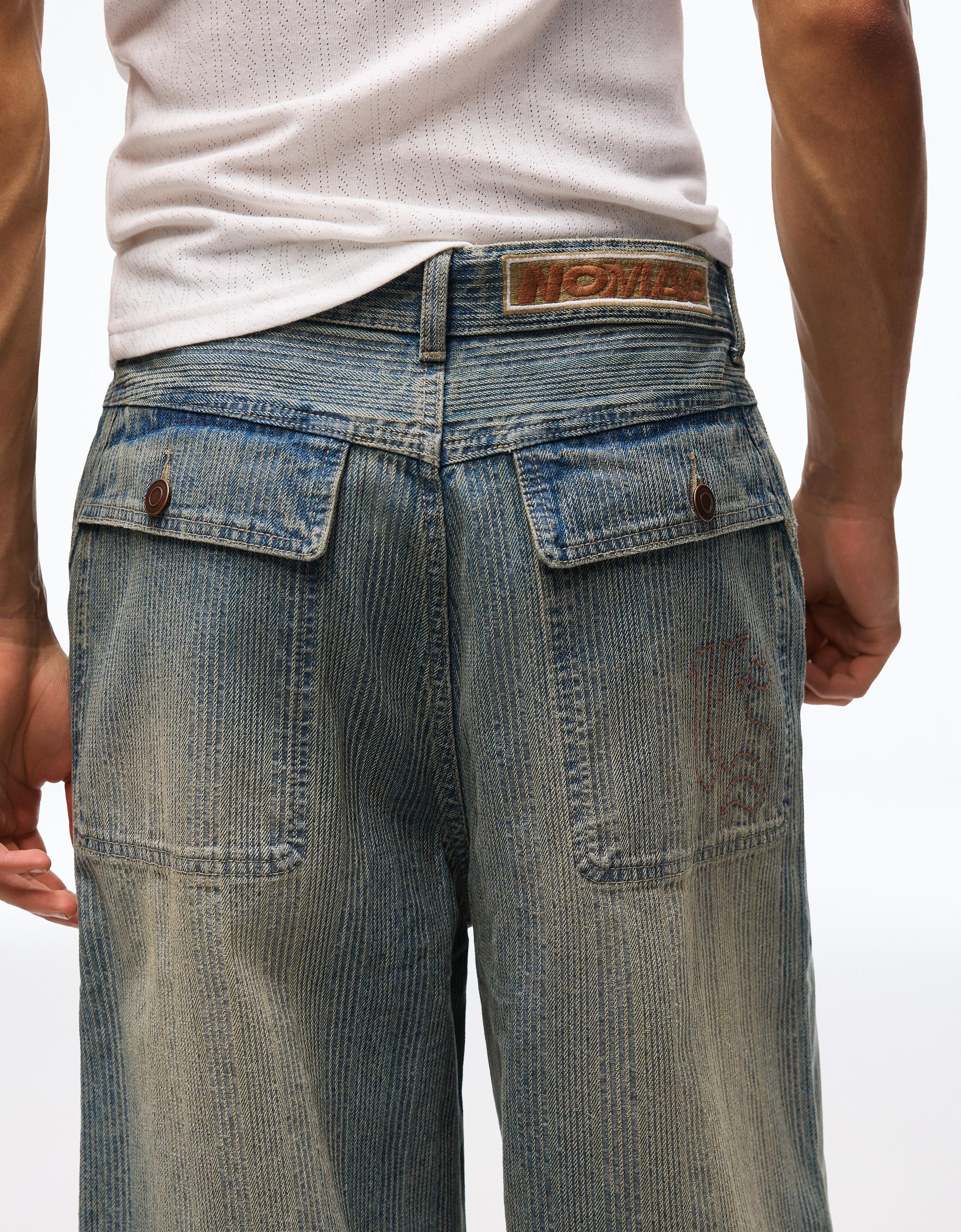 Super baggy denim Bermuda shorts — Light blue