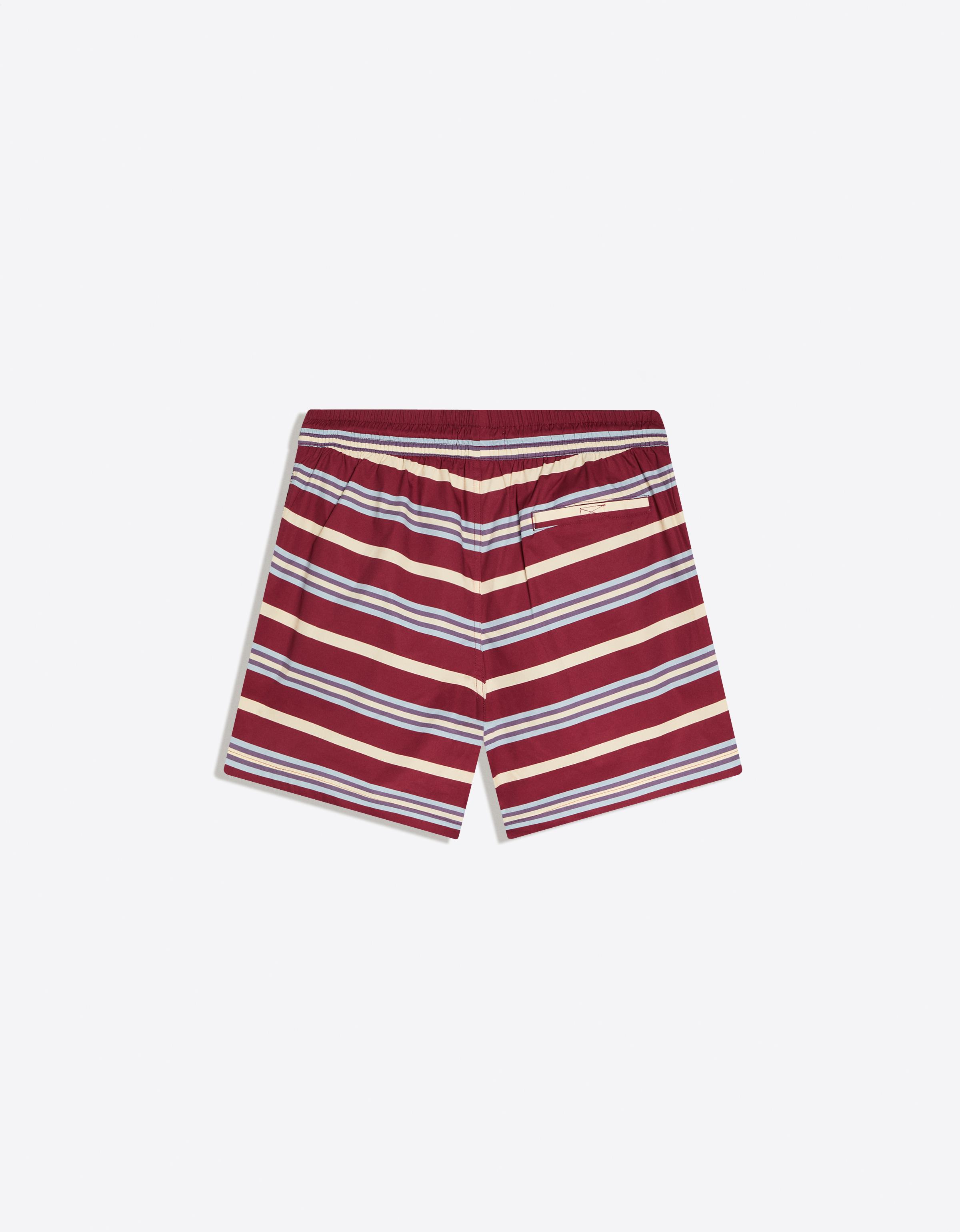 Boxy striped swim shorts — Burgundy