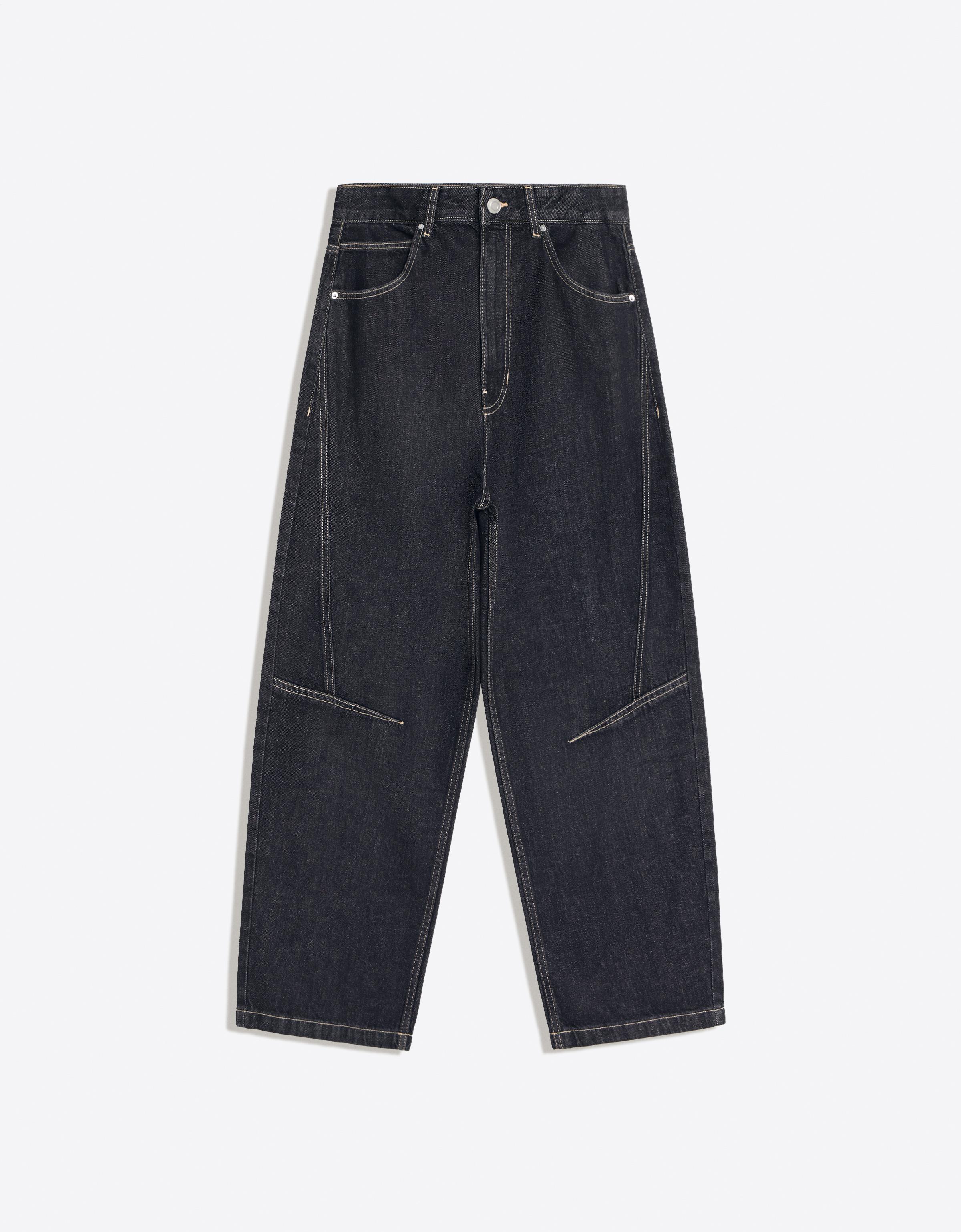 Balloon jeans with seam detail — Navy