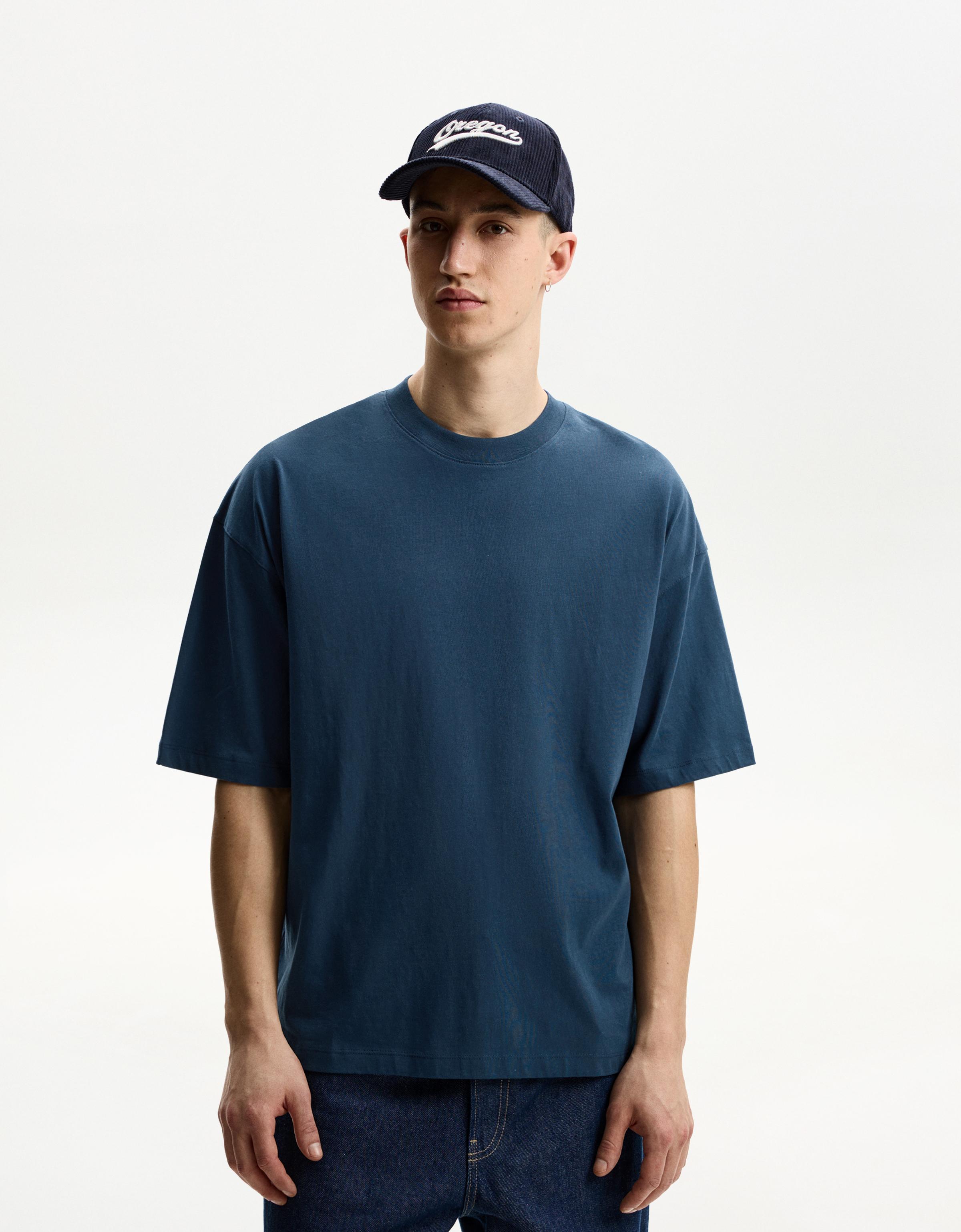 Bershka Kurzärmeliges Oversize-Shirt Herren Xl Blau