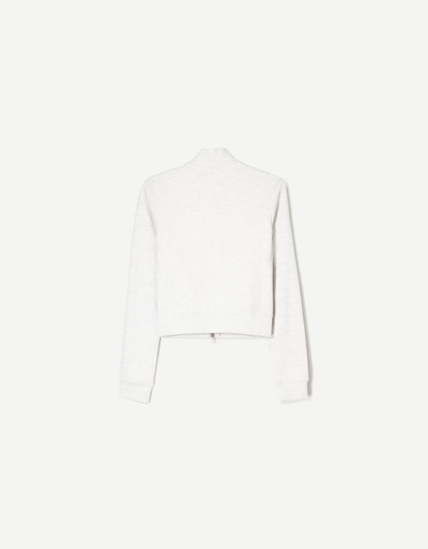 Sudadera cremallera cuello alto-Gris