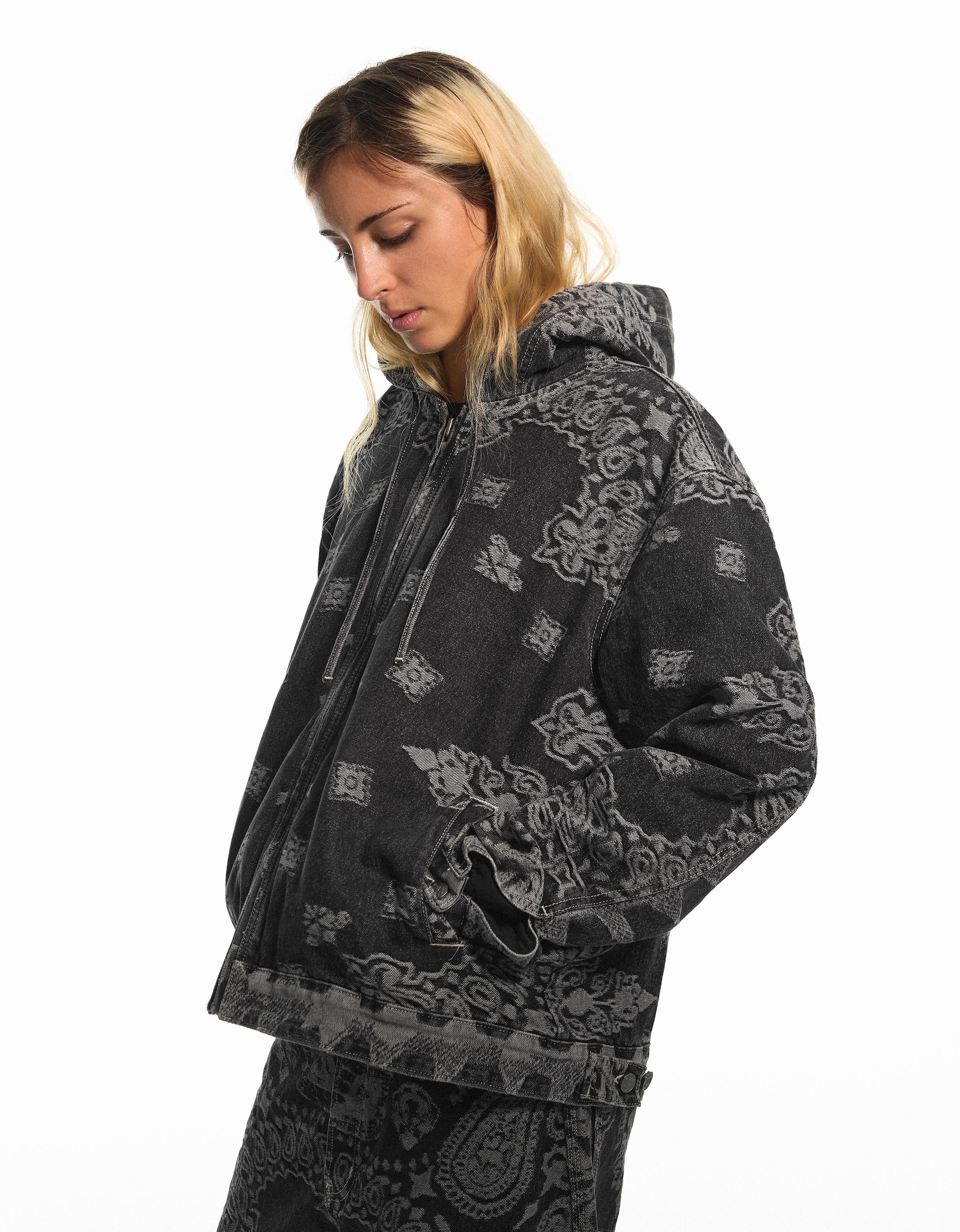 Bershka ARIES X Bershka baskılı, kapüşon detaylı ceket görsel 6