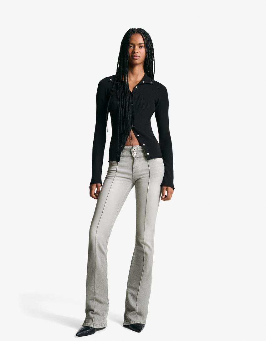 Low-rise boot-cut jeans-Dark grey-0