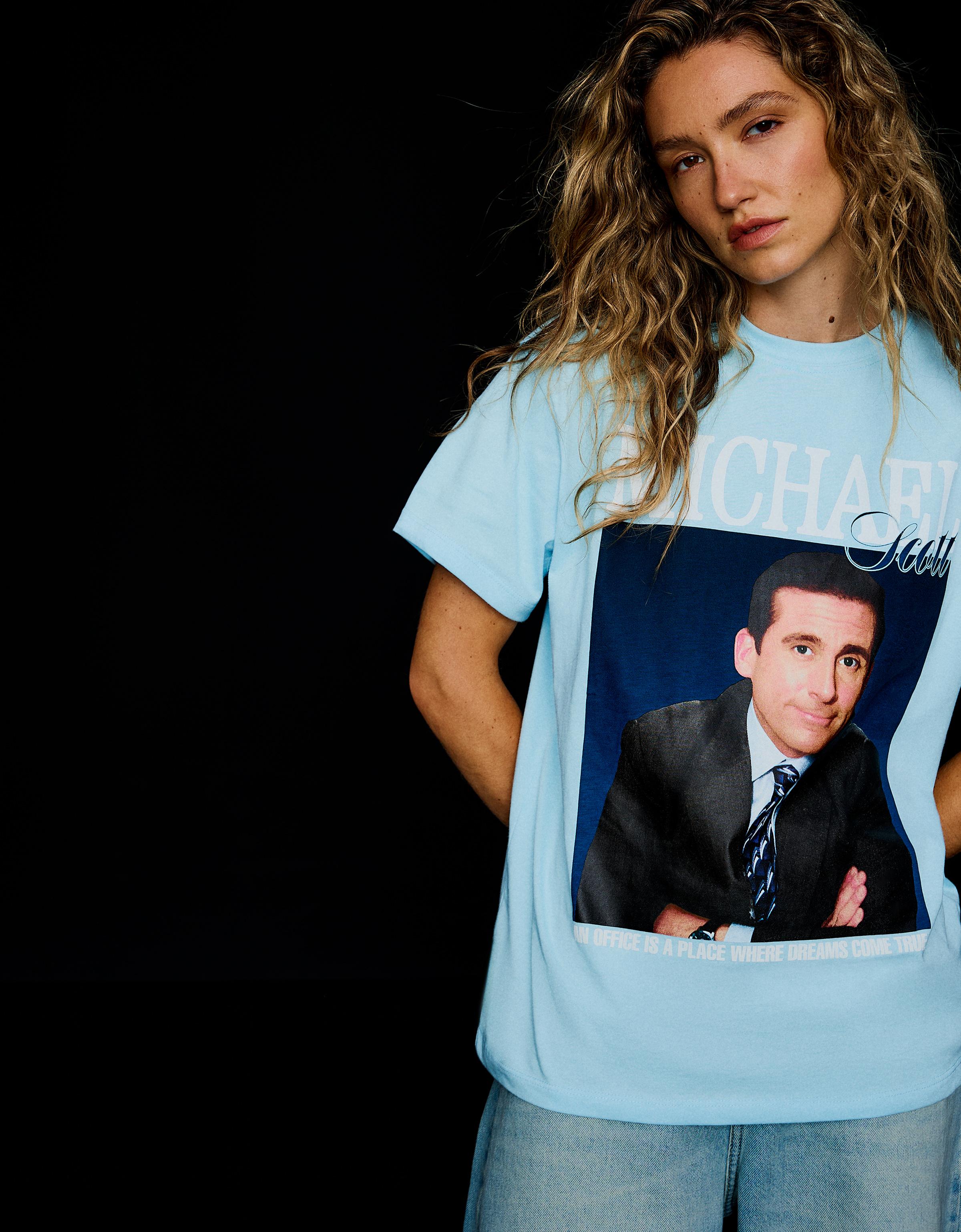 THE OFFICE print short sleeve T-shirt — Light blue