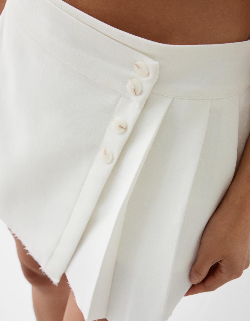 تنورة سكورت سارينغ بثنيات-أبيض مطفي-6