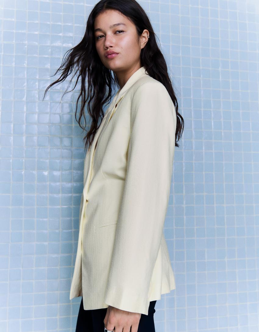 Flowing blazer with drawstring-Yellow