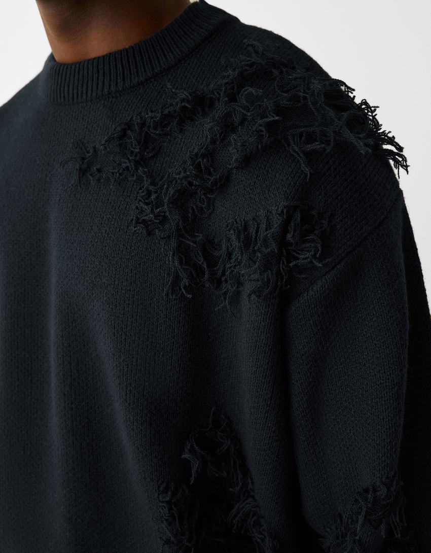 سويتر بتأثير ممزق-أسود-5