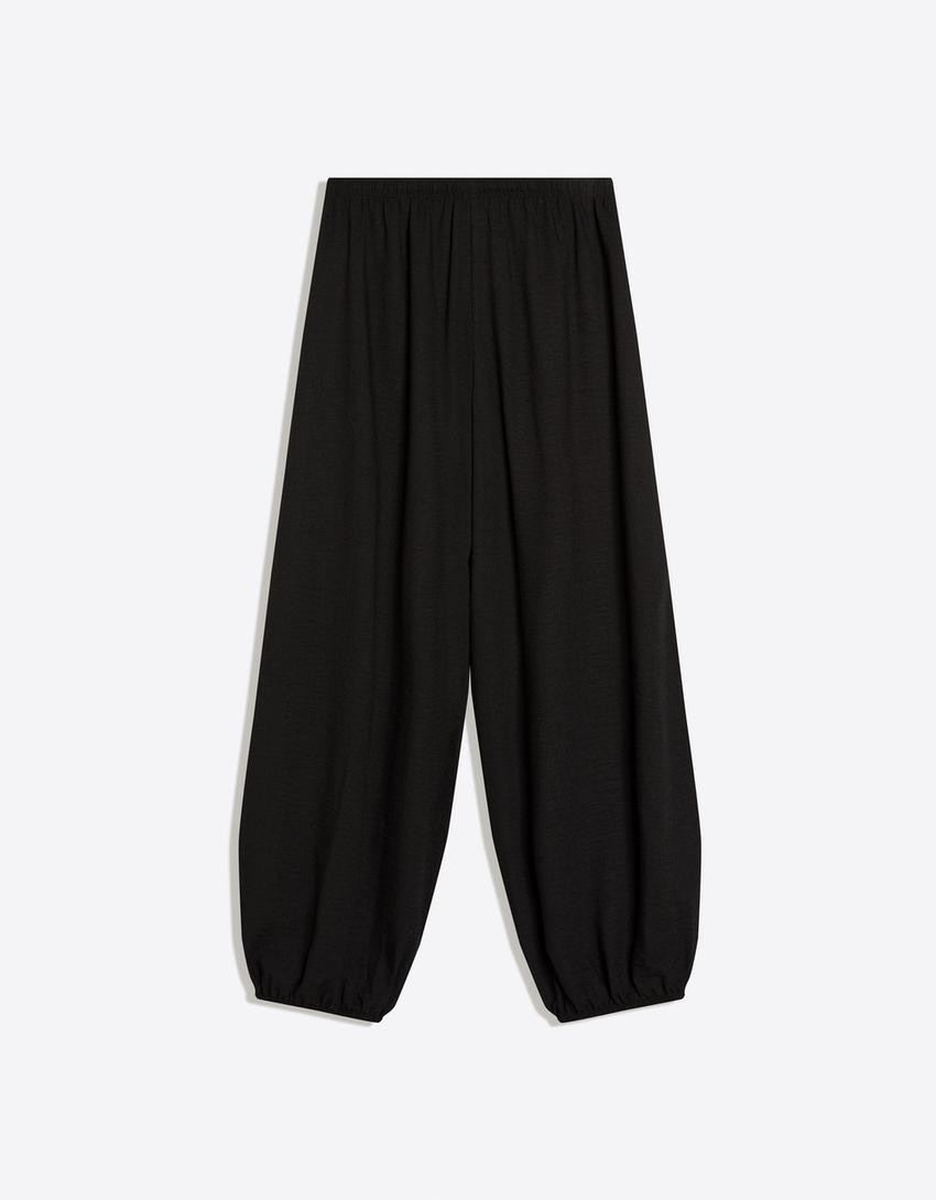 Rustic sarouel trousers-Black