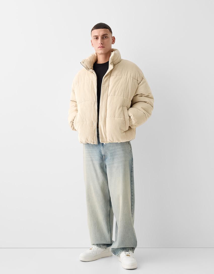 Cazadora acolchada pana-Beige-3