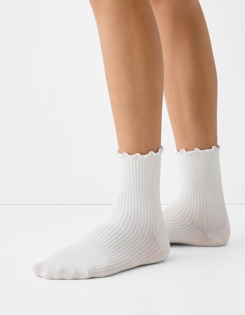 3’lü parıltılı çorap paketi-Beyaz-1