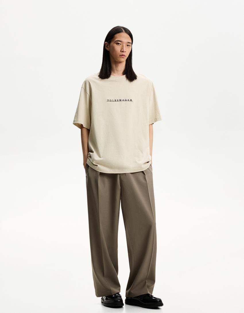 Volkswagen print short sleeve T-shirt-Camel-3
