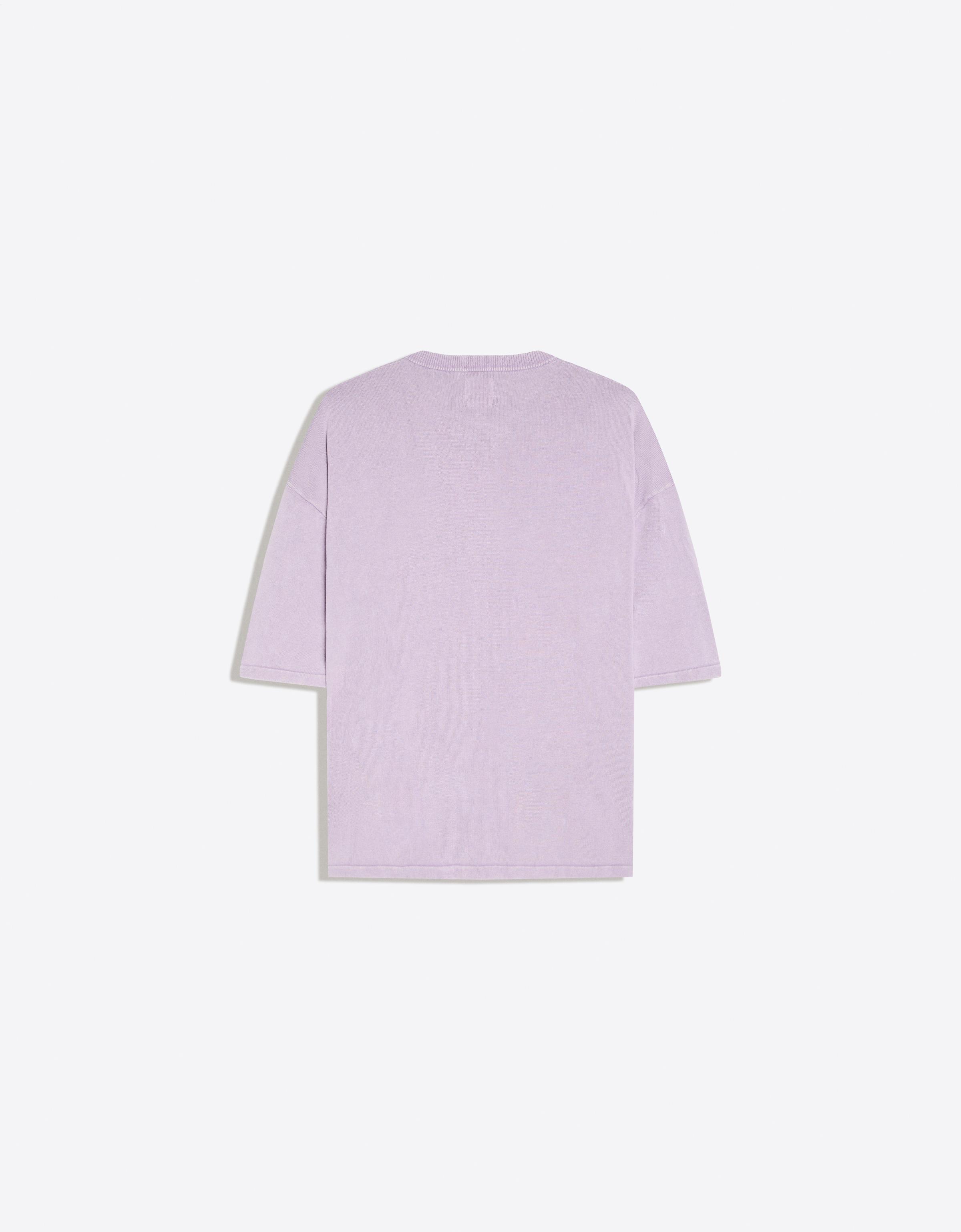 Short sleeve washed effect embroidered T-shirt — Violet