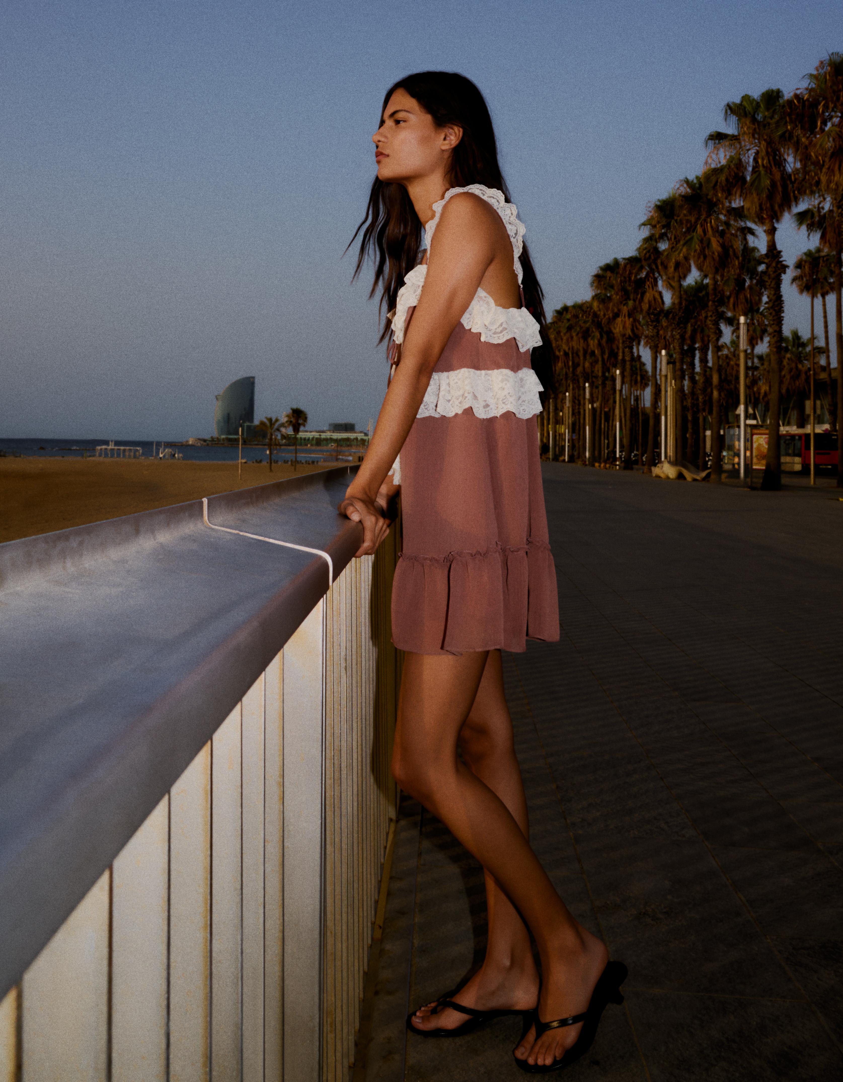 Romantic mini dress with lace straps — 0-135