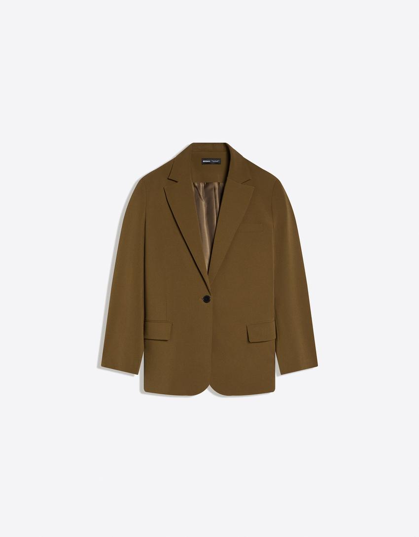 Blazer with back buckle-Khaki