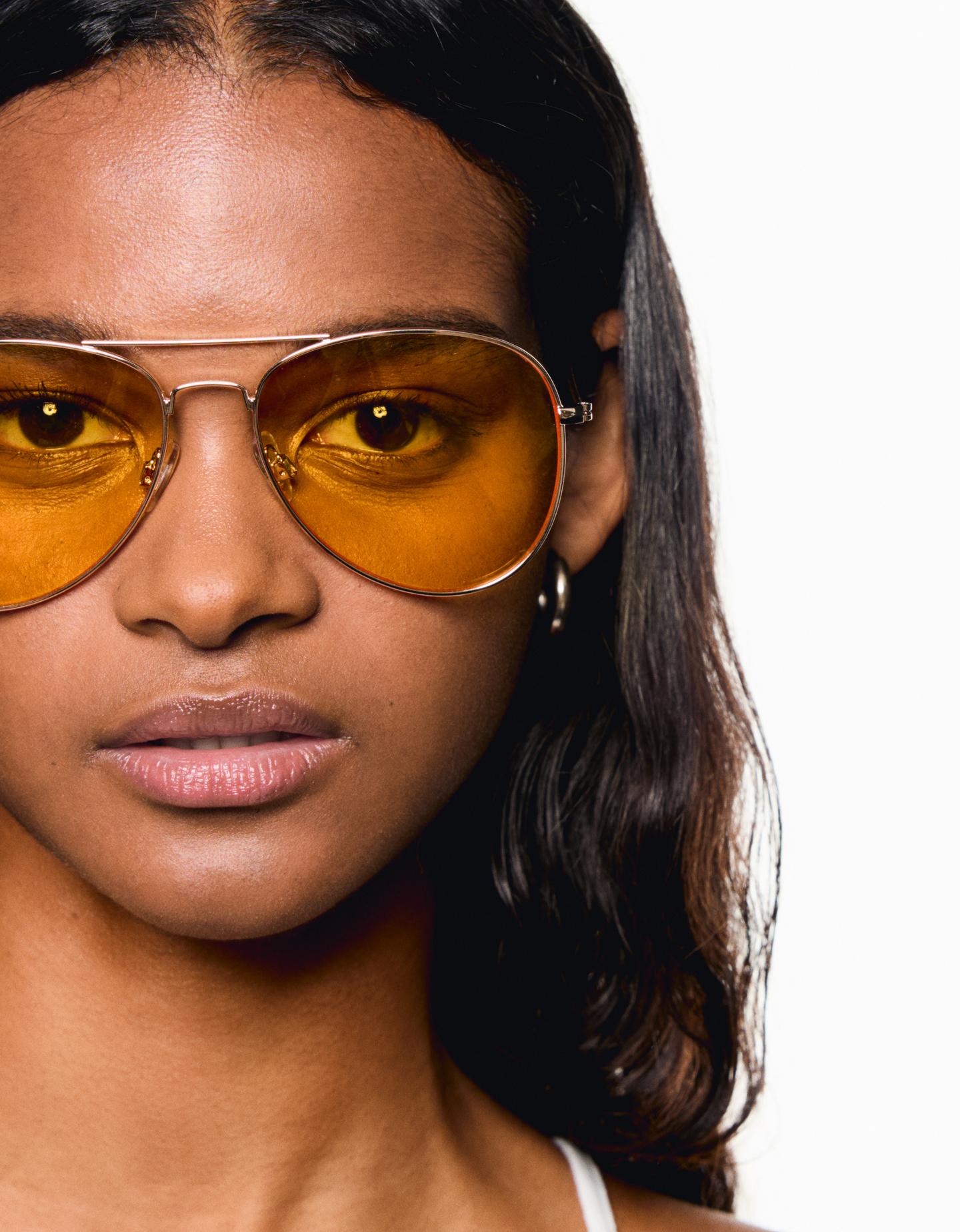 Bershka okulary aviator żółty