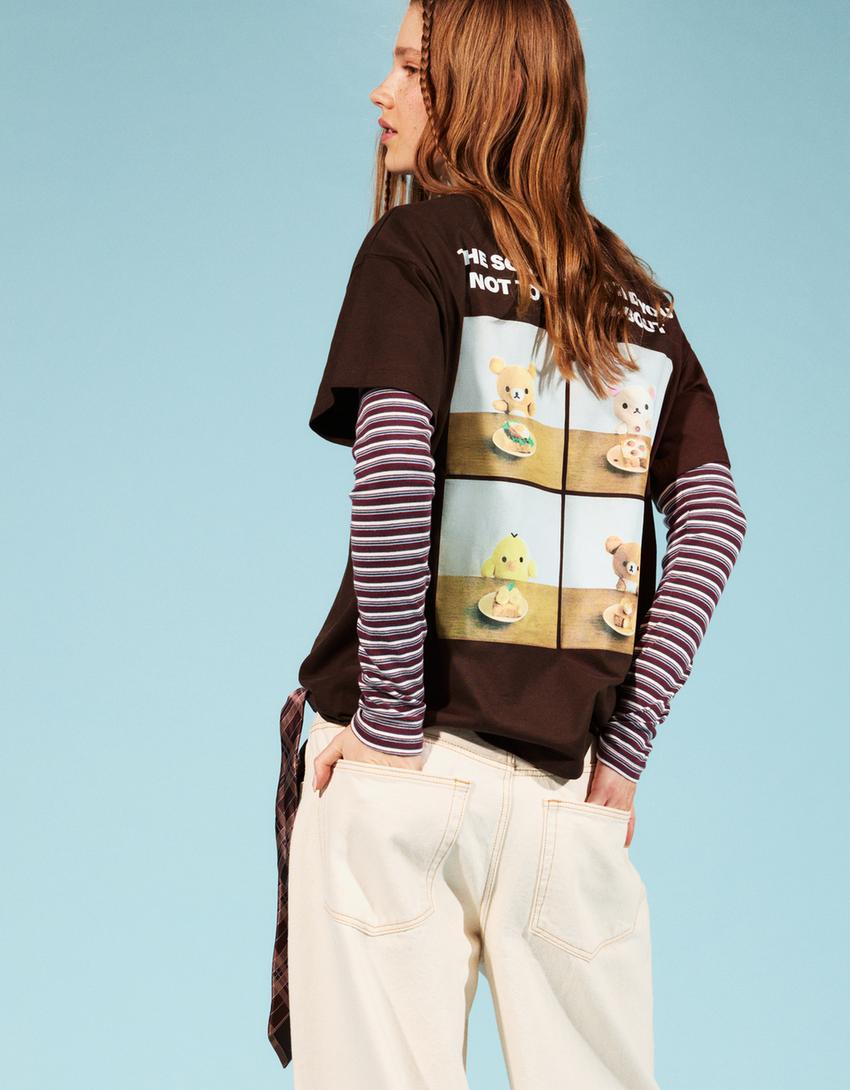 Rilakkuma T-Shirt mit kurzen Ärmeln und Print-Braun