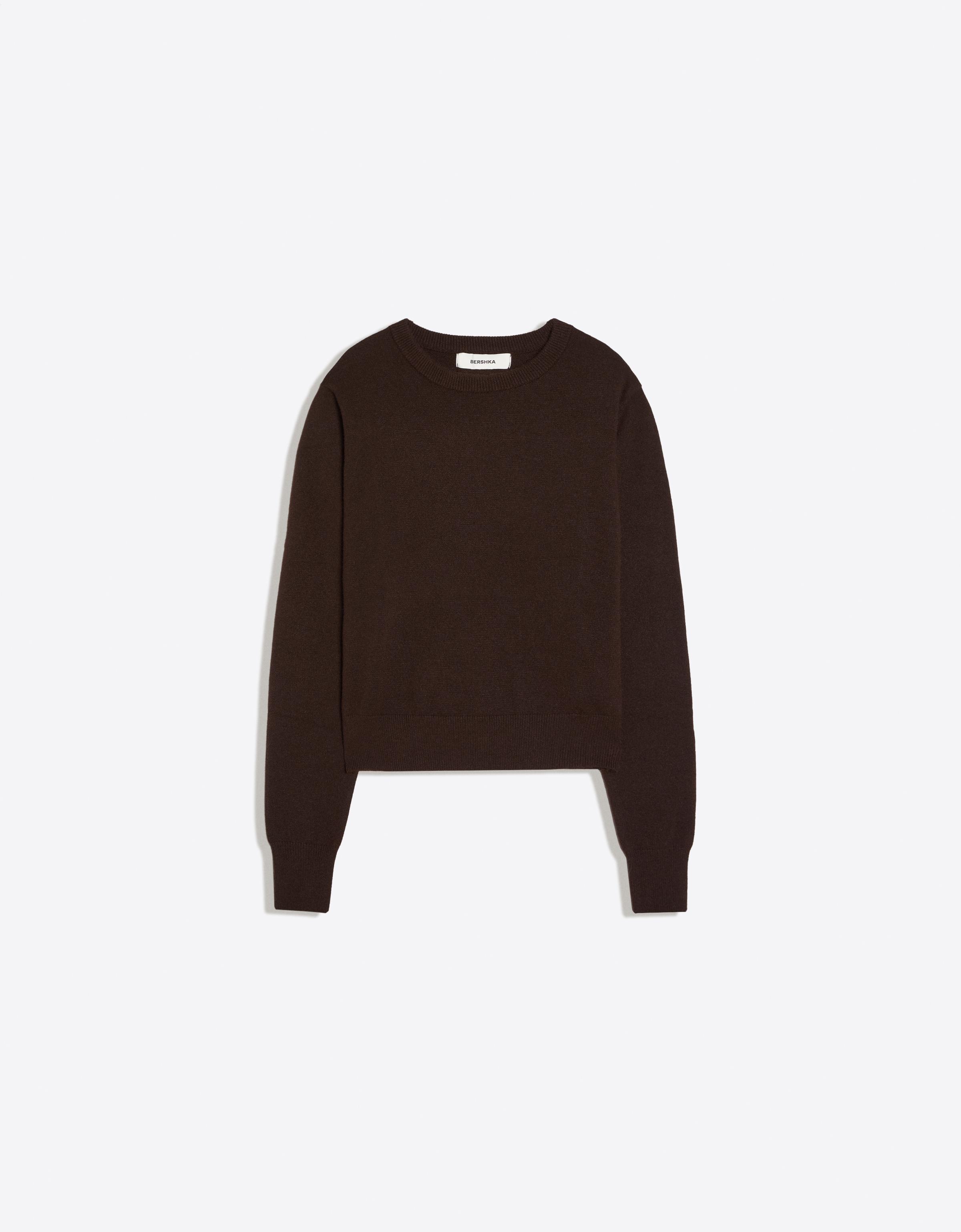 Round neck jumper — Brown