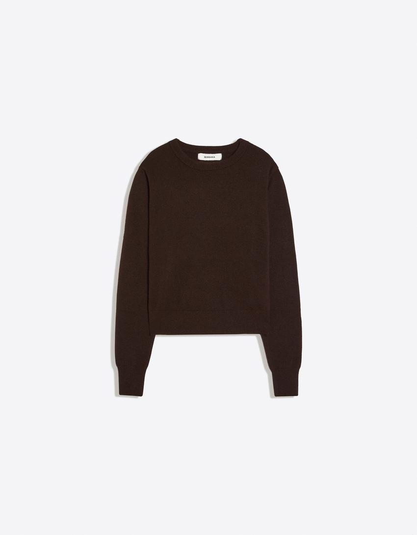 Maglia a collo rotondo-Marrone
