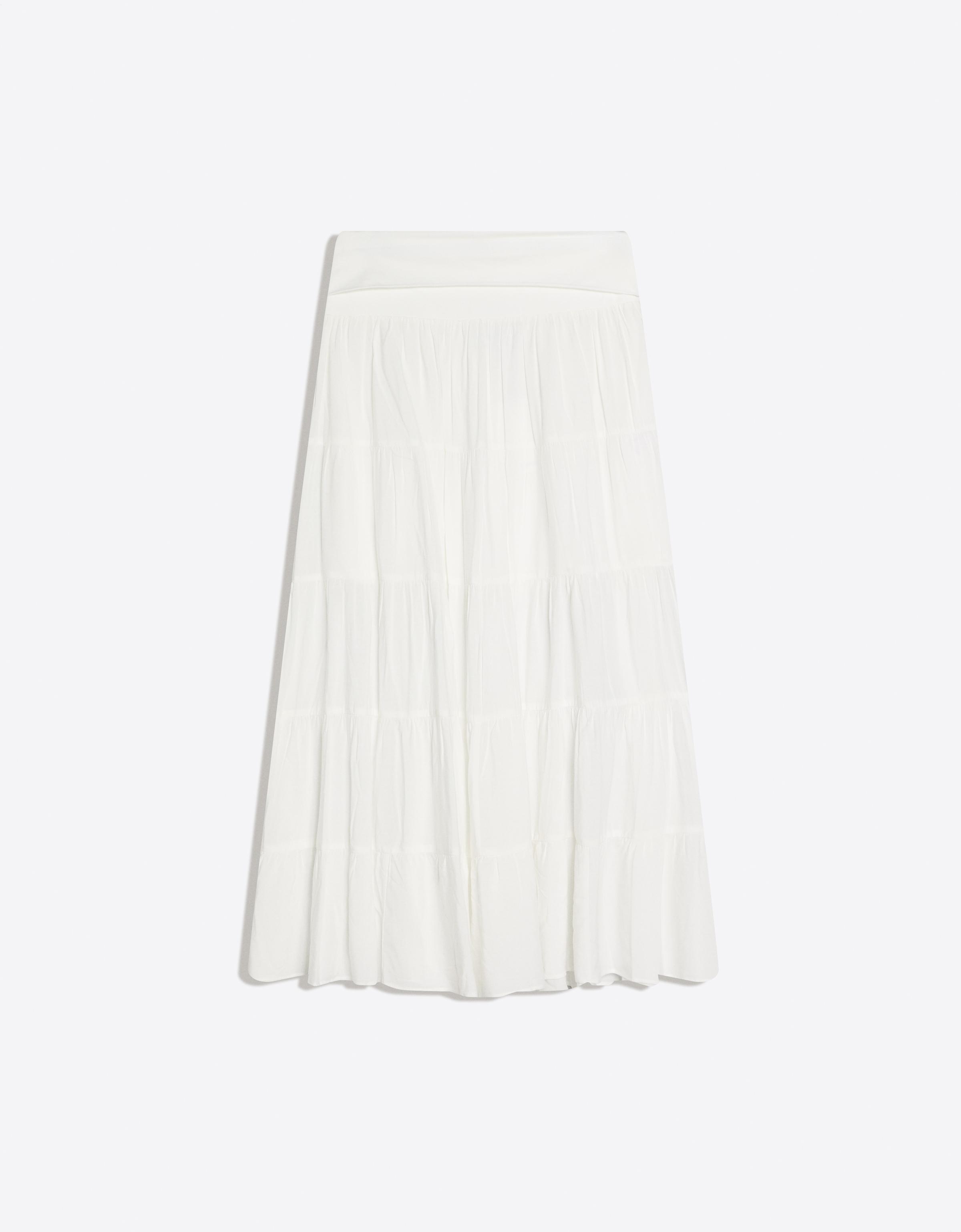 Fold-over waist midi skirt — White