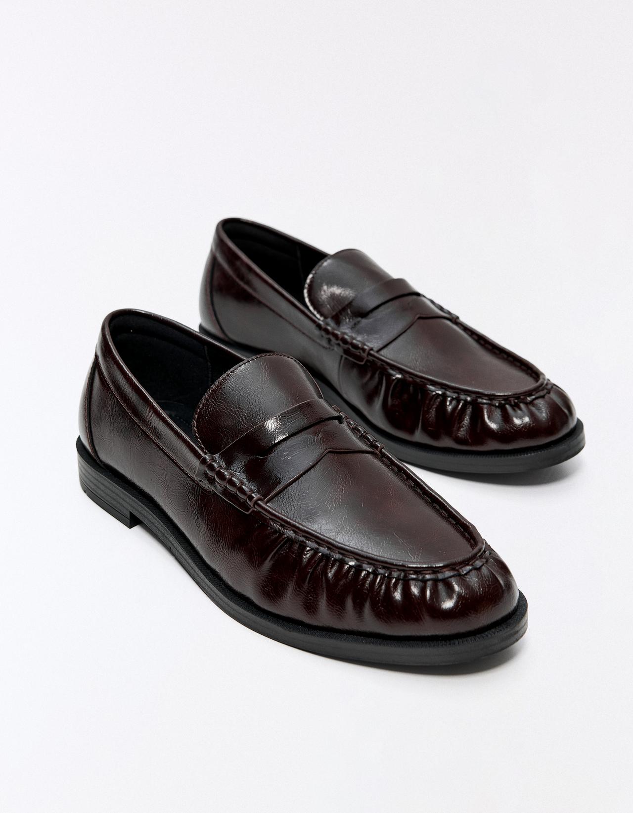 Ruched loafers — Brown