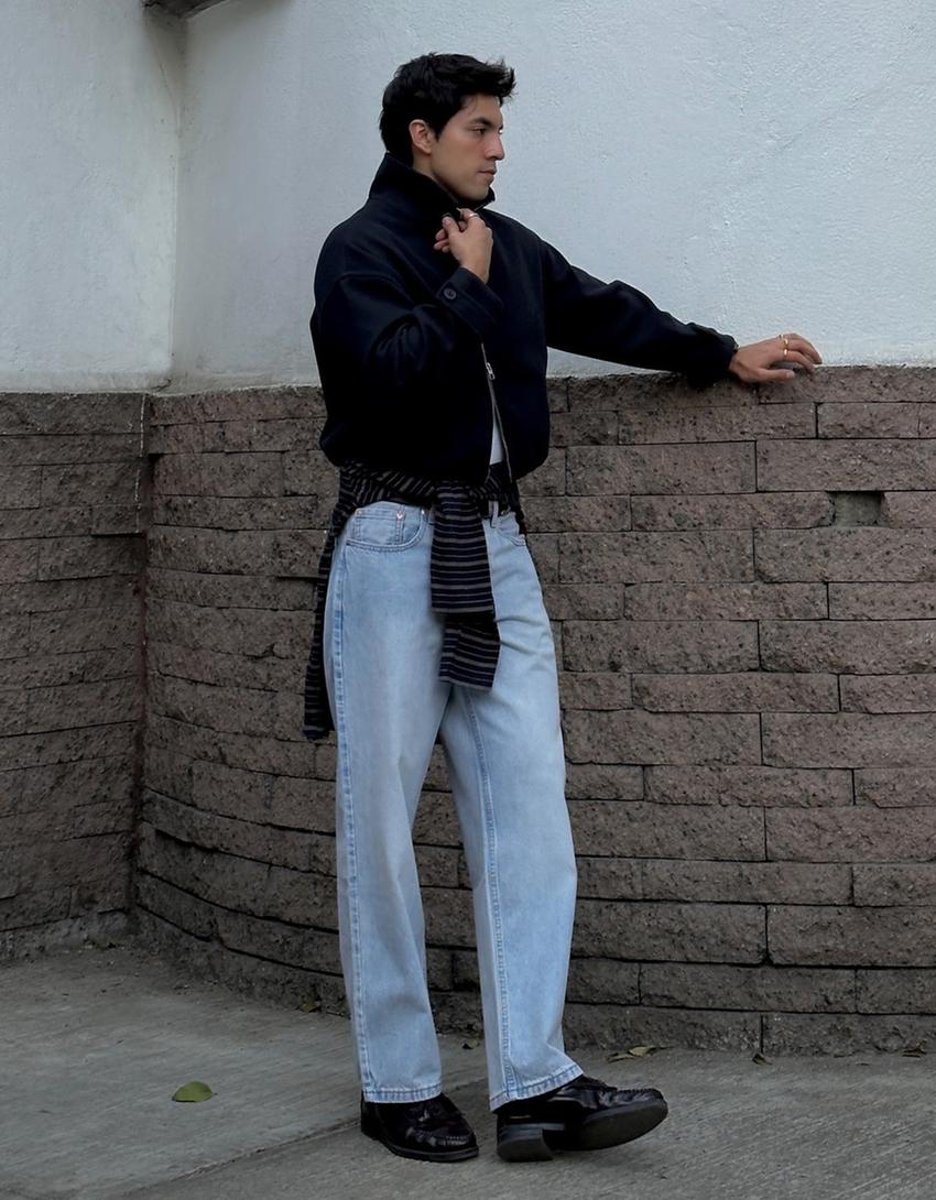 Straight-leg jeans-Light blue