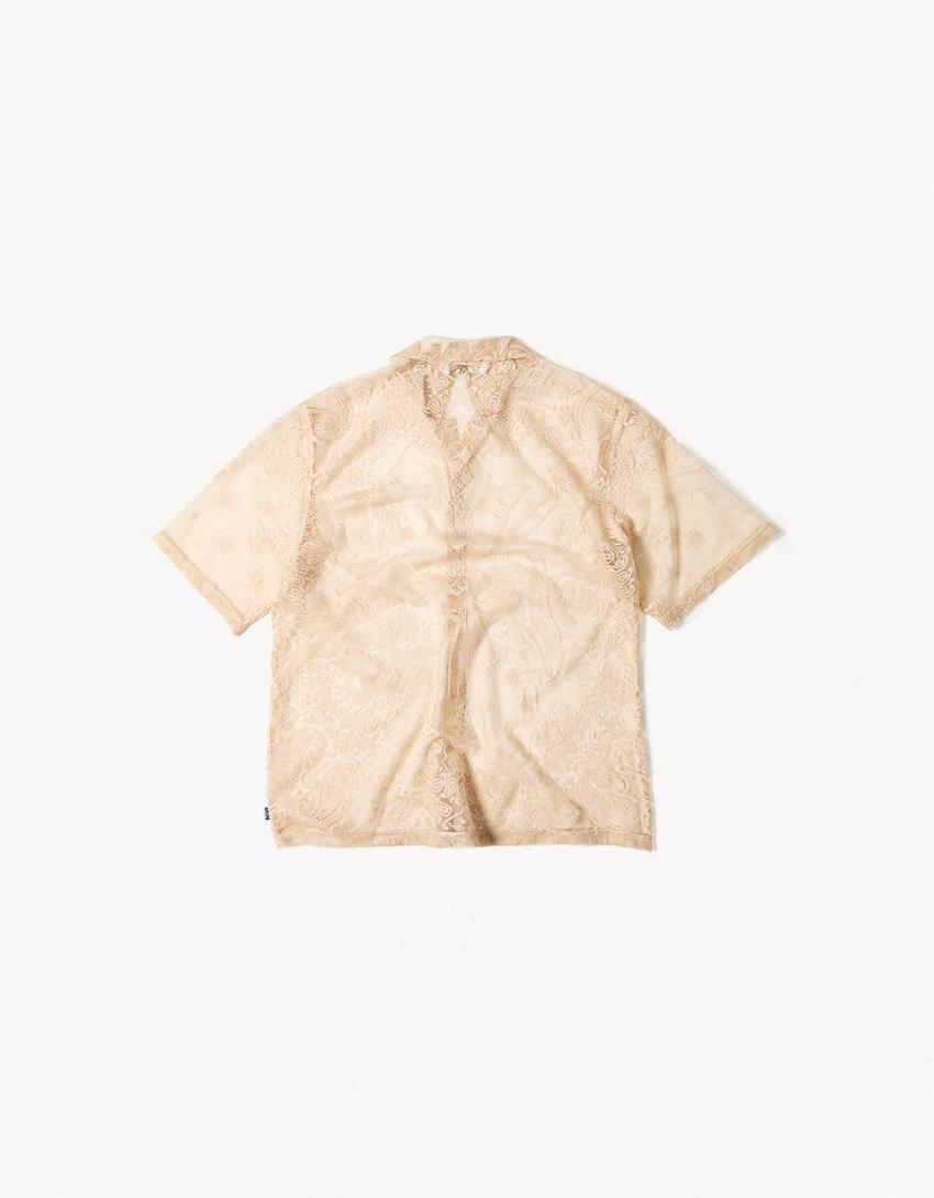 Chemise manches courtes en dentelle ARIES X BERSHKA-Écru