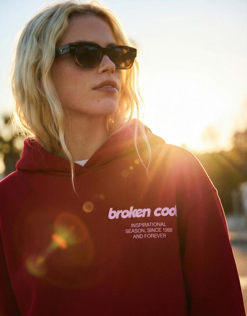 Kapuzenpullover mit Print-Rot