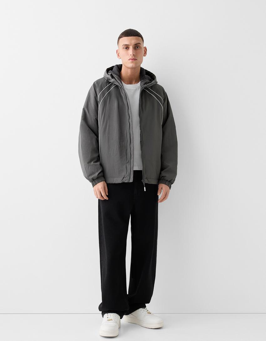 Casaco capuz técnico contraste-Cinzento-escuro-3