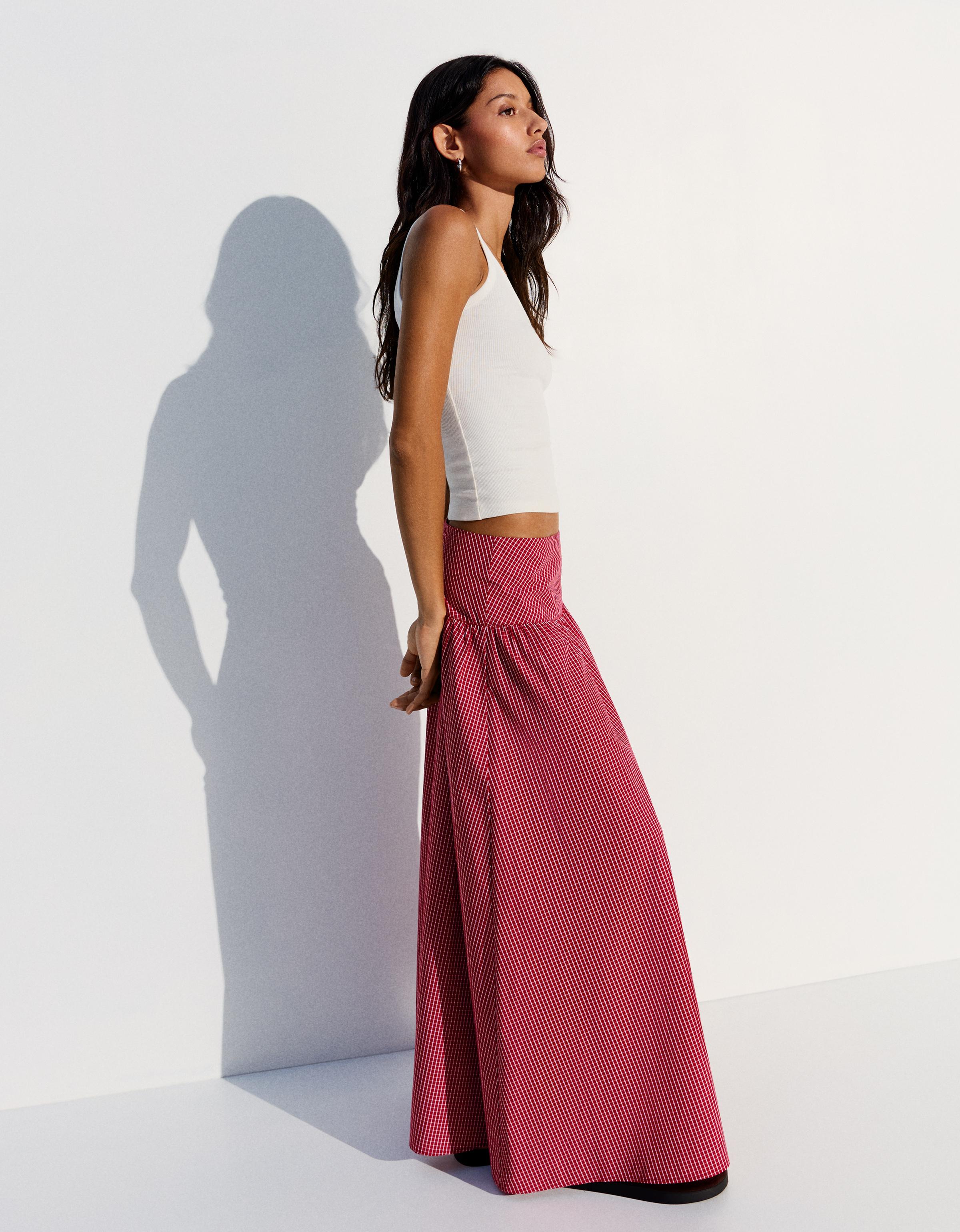 A-line midi skirt — Red