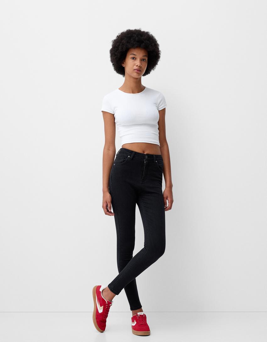 Jeans taille très haute skinny-Noir