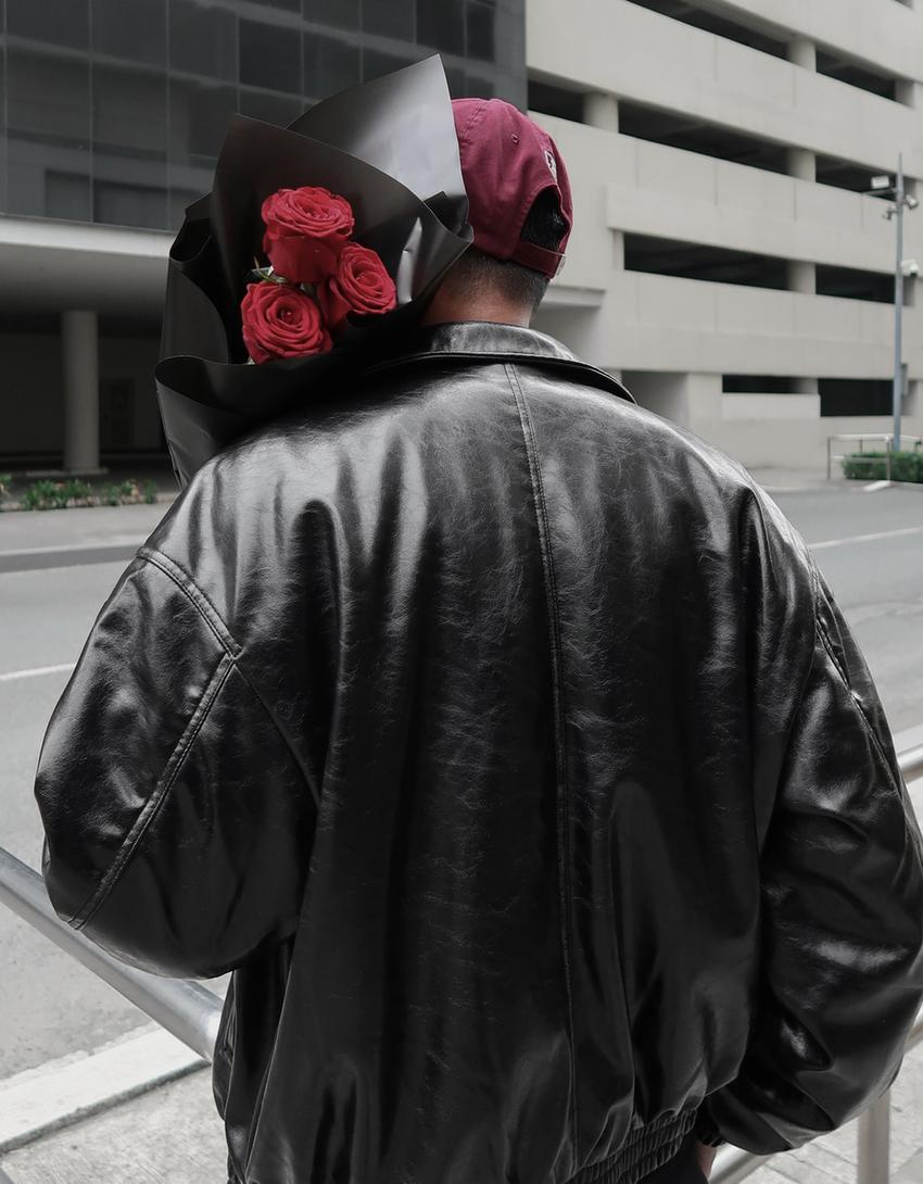 Cazadora efecto piel-Negro