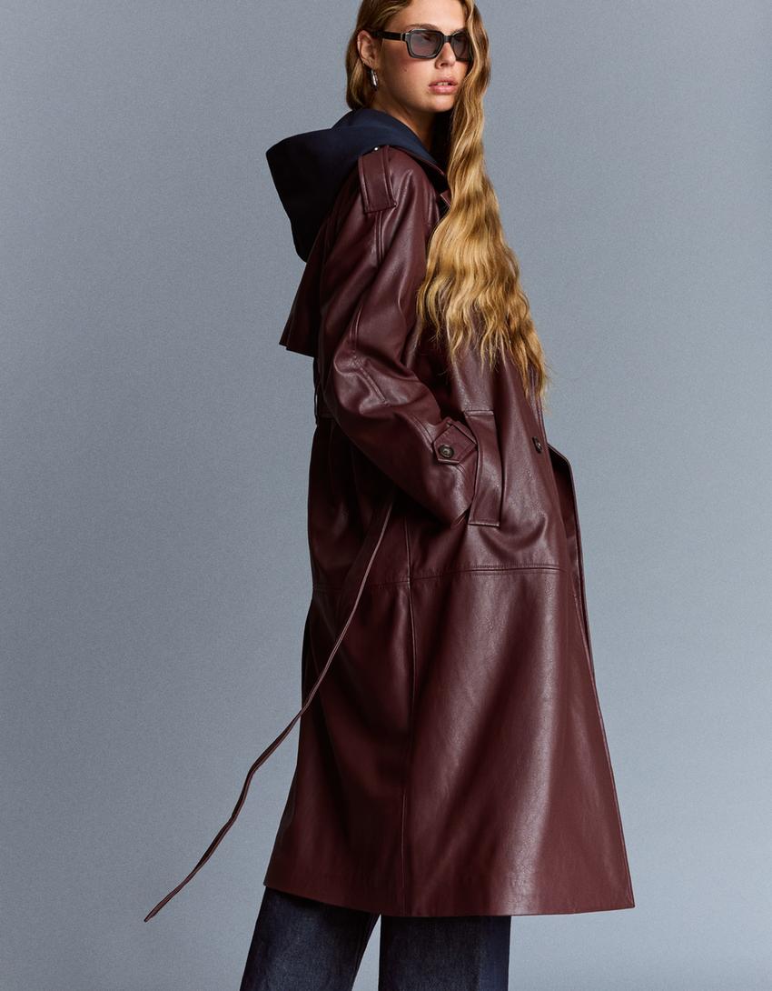 Trenchcoat van imitatieleer-Granaat