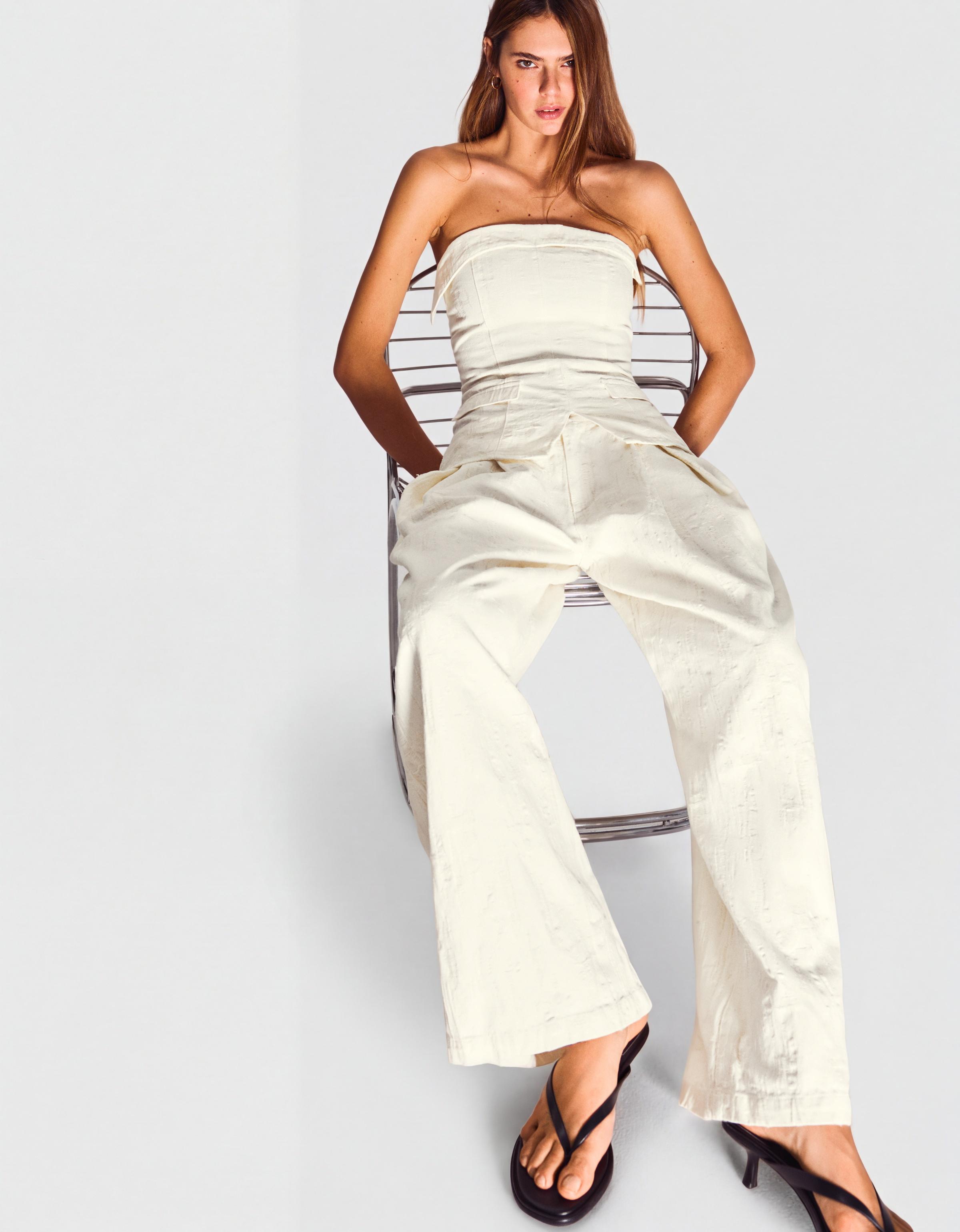 Düşük bel pensli geniş paça jean - Görsel 28