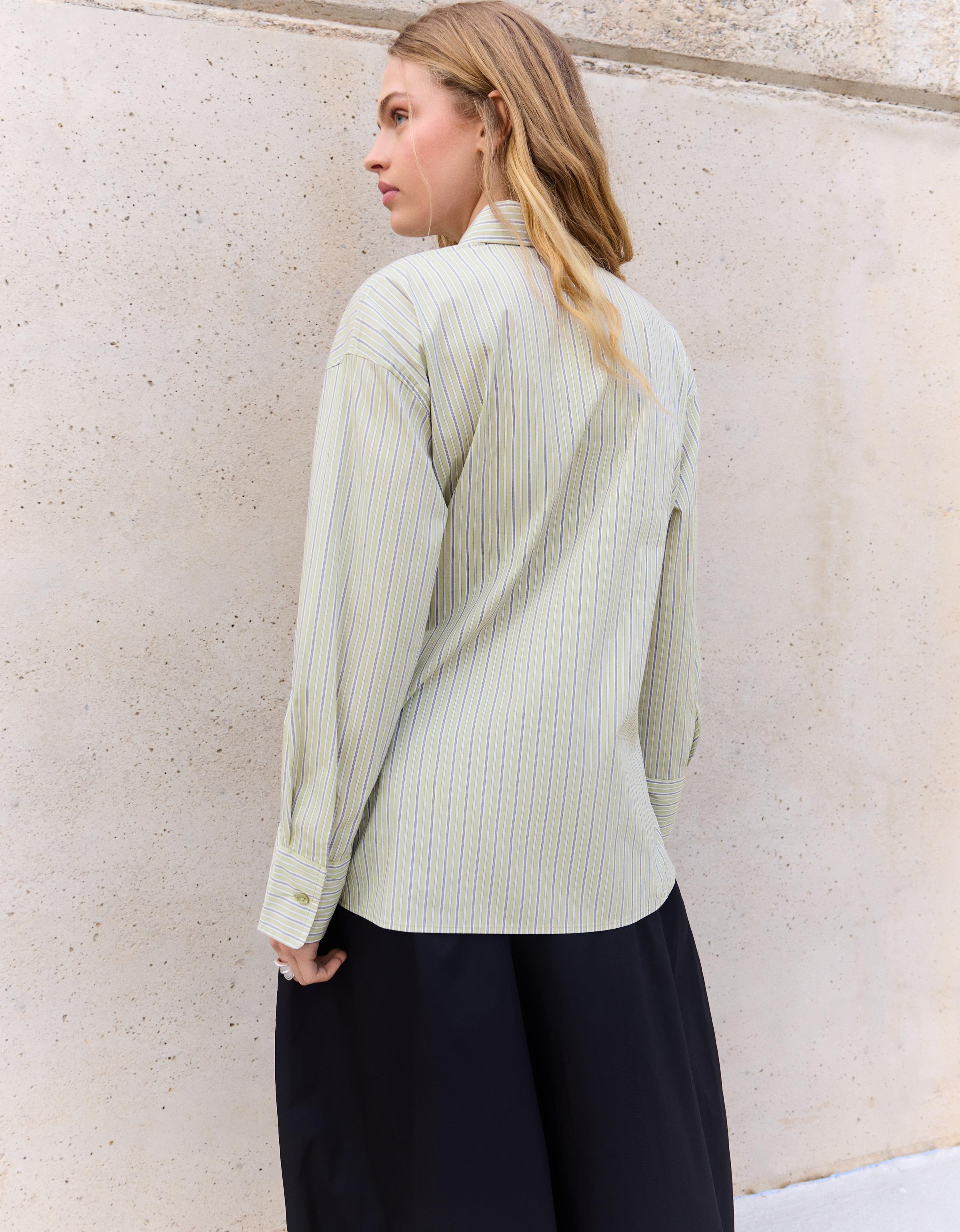 Cross-button long sleeve shirt