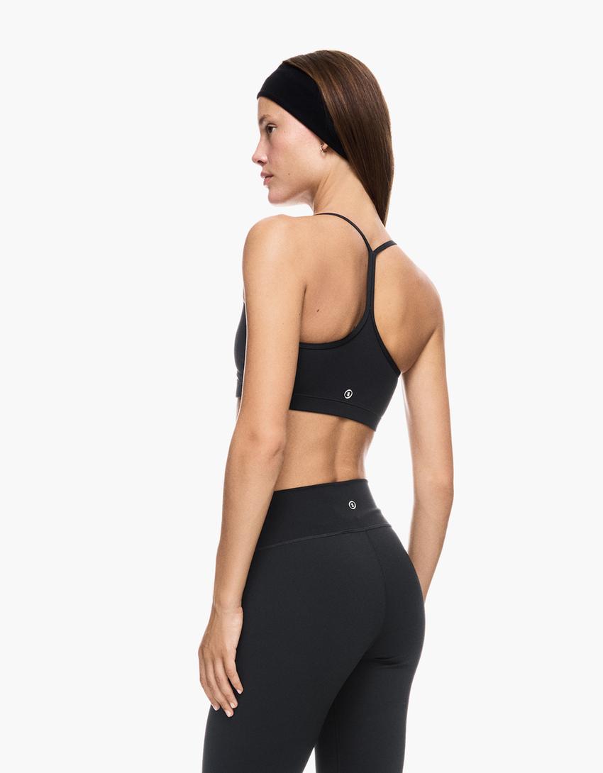 Quick-dry & breathable strappy top-Black