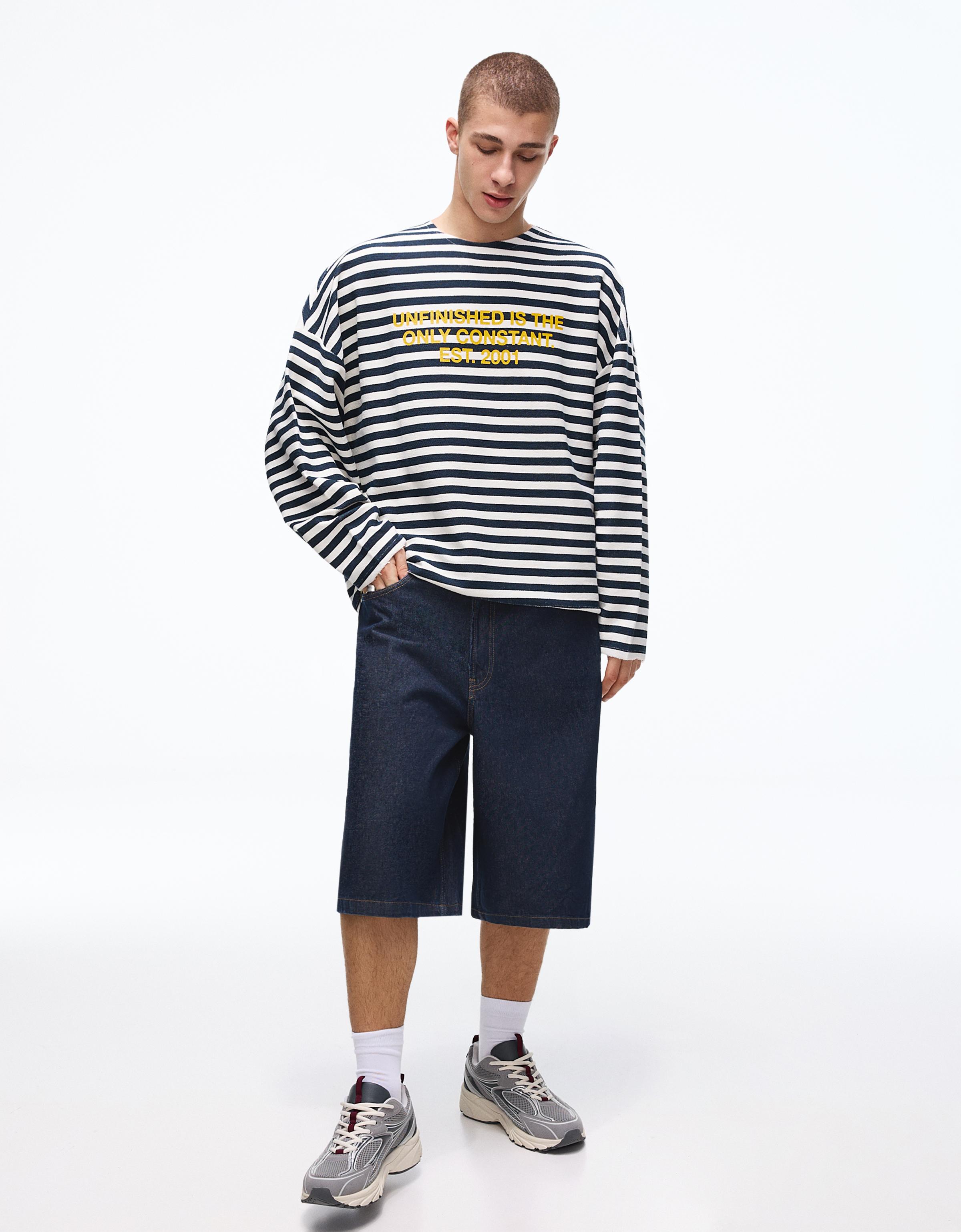 Baggy fit denim bermuda - Görsel 63