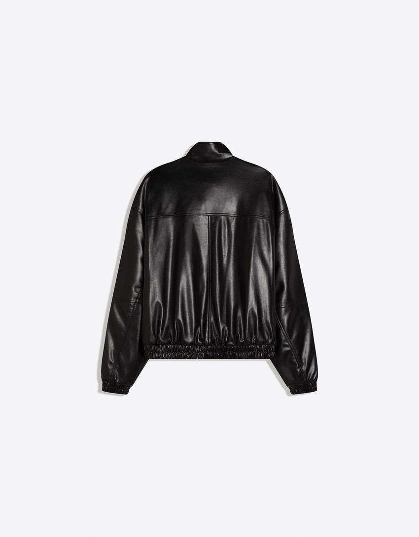 Faux leather jacket-Black