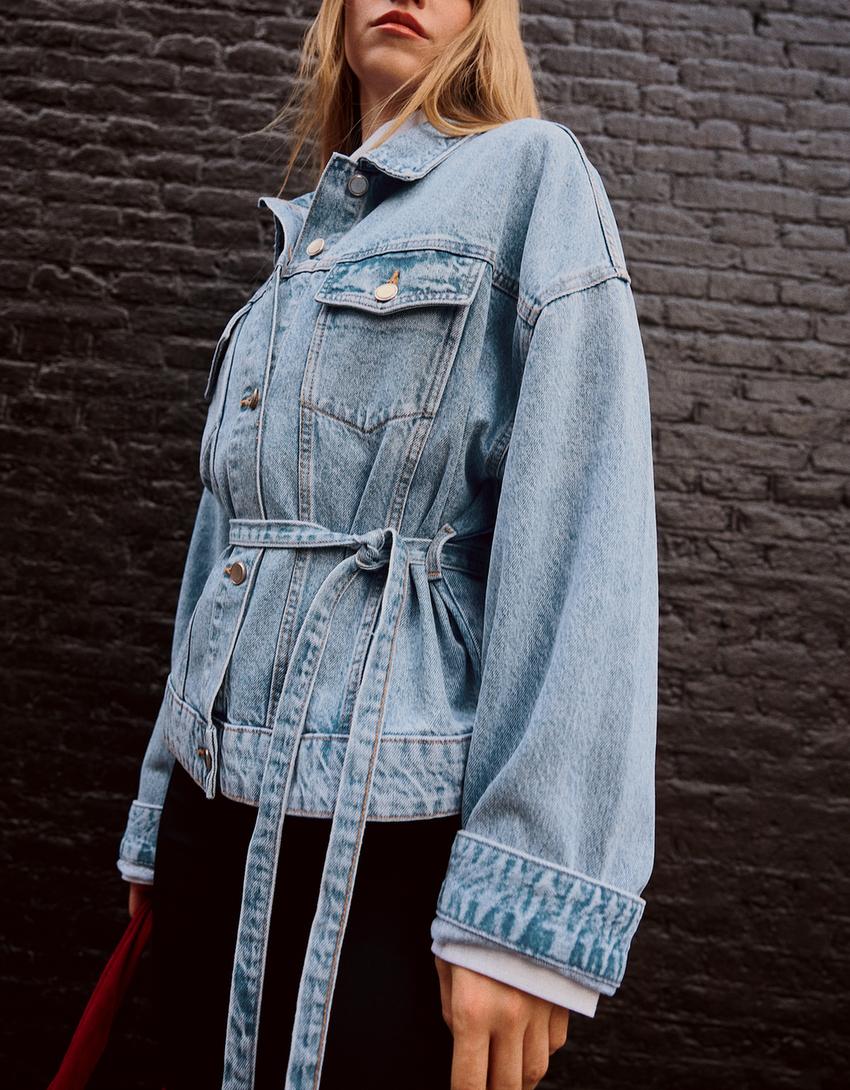 Veste en jean oversize-Bleu lavé
