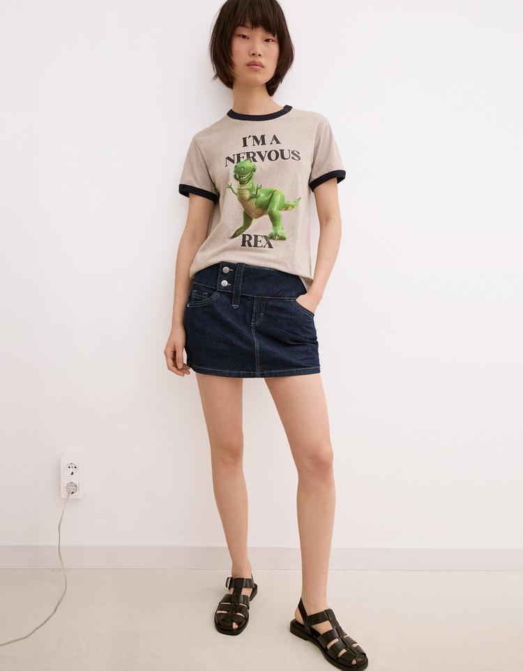 Esnek denim mini etek