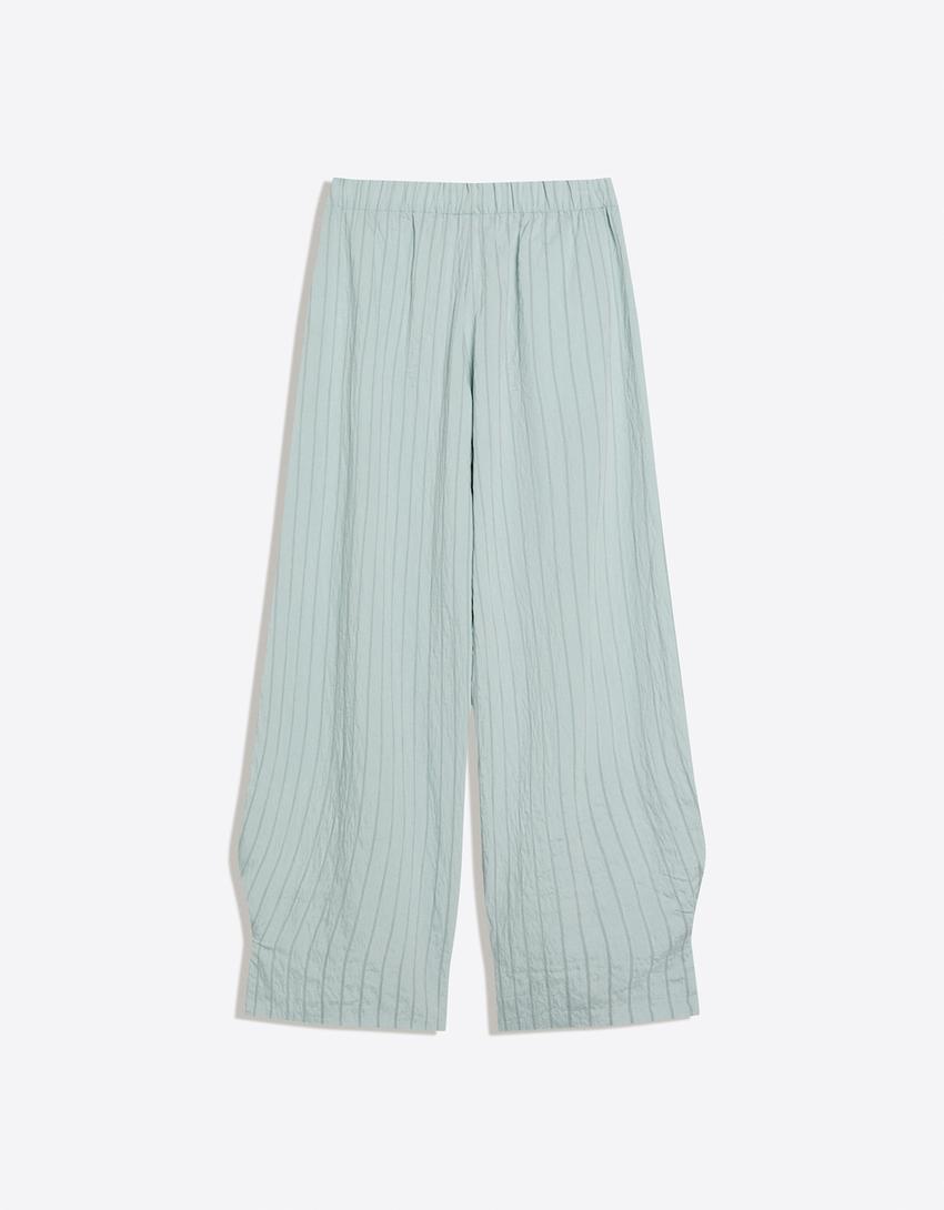 Stripe loose-fitting trousers-Light blue