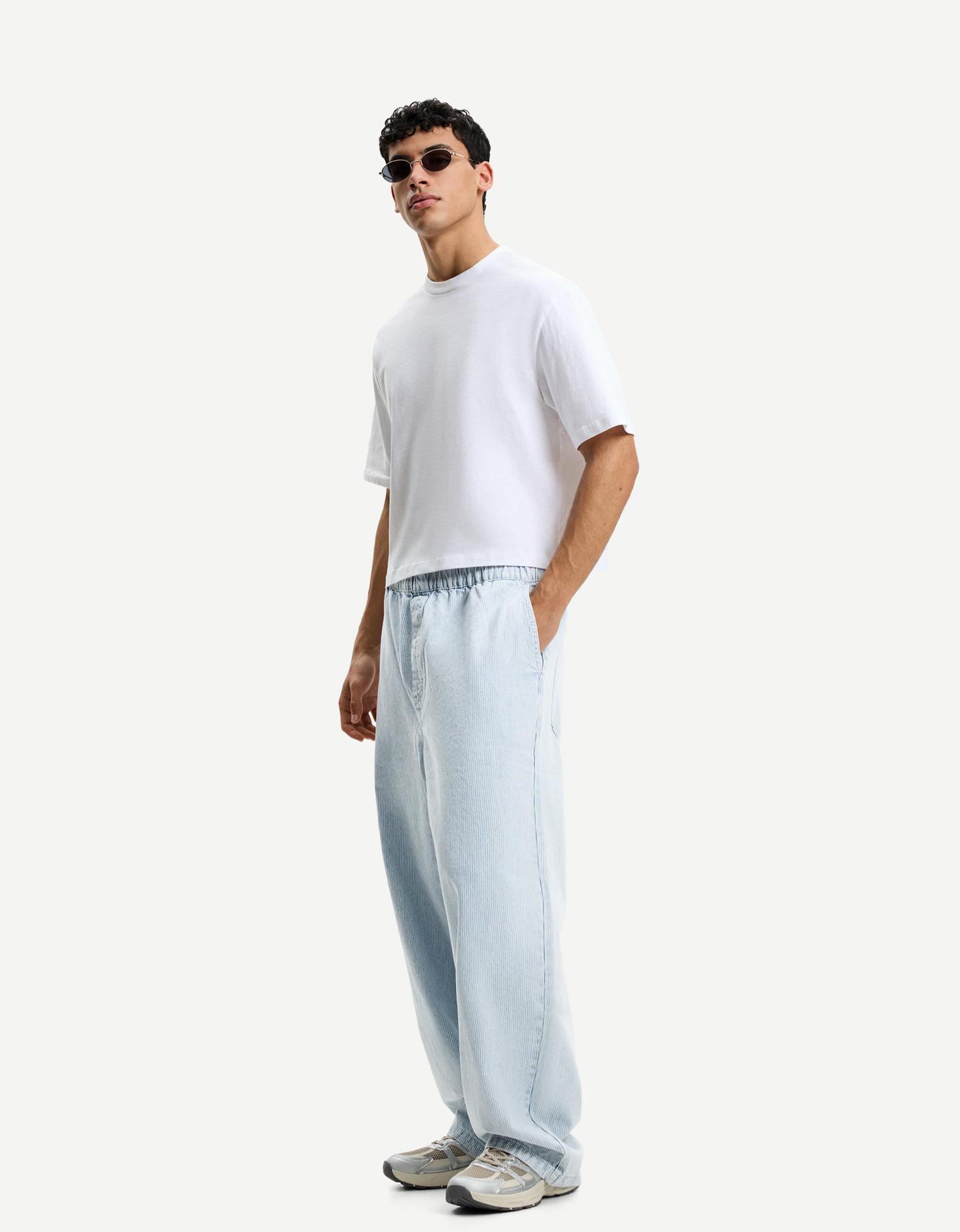 Bershka Jeans Jogger Baggy Hombre Xl Azul Claro