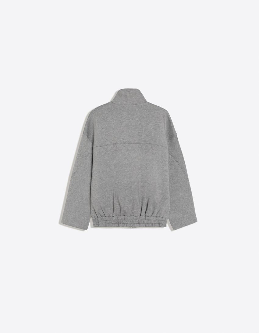 Oversize scuba fabric jacket-Grey