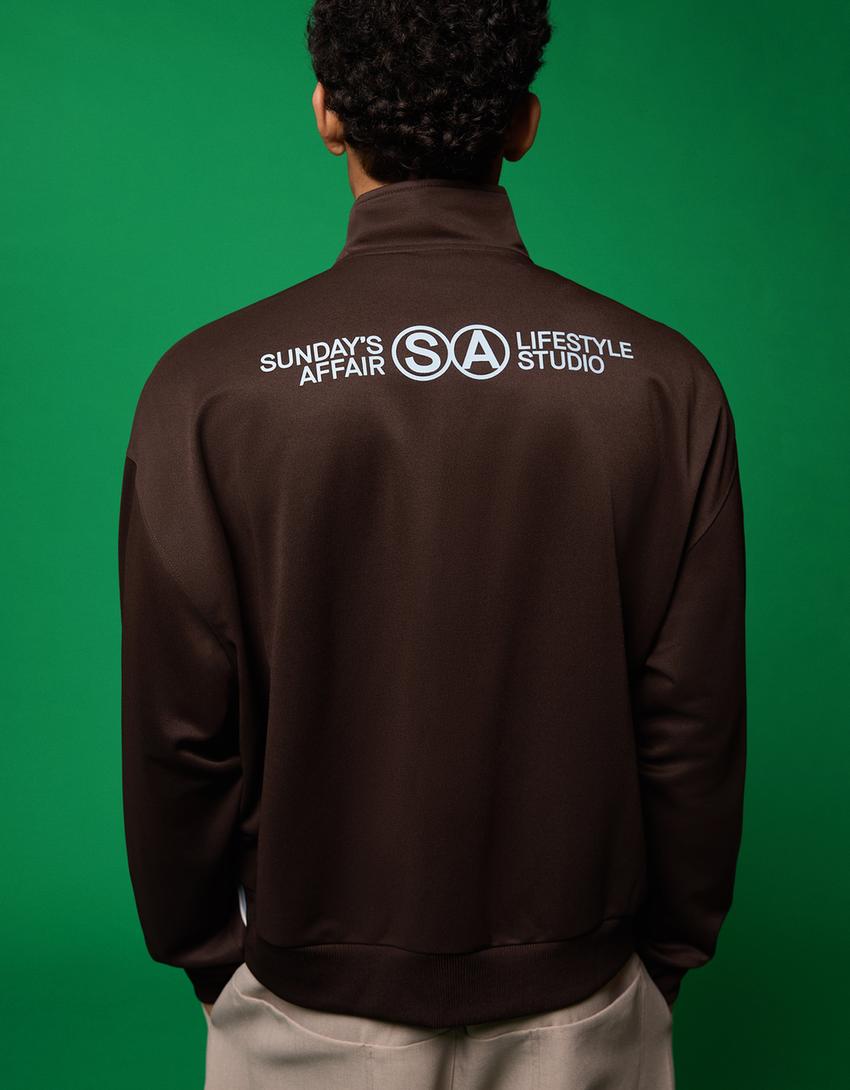 Printed Tech Jacket-Brown