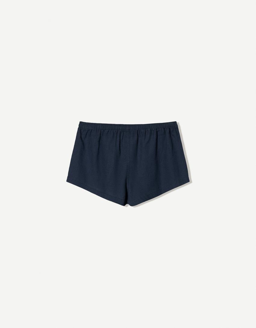 Mini shorts with buttons-Navy-4