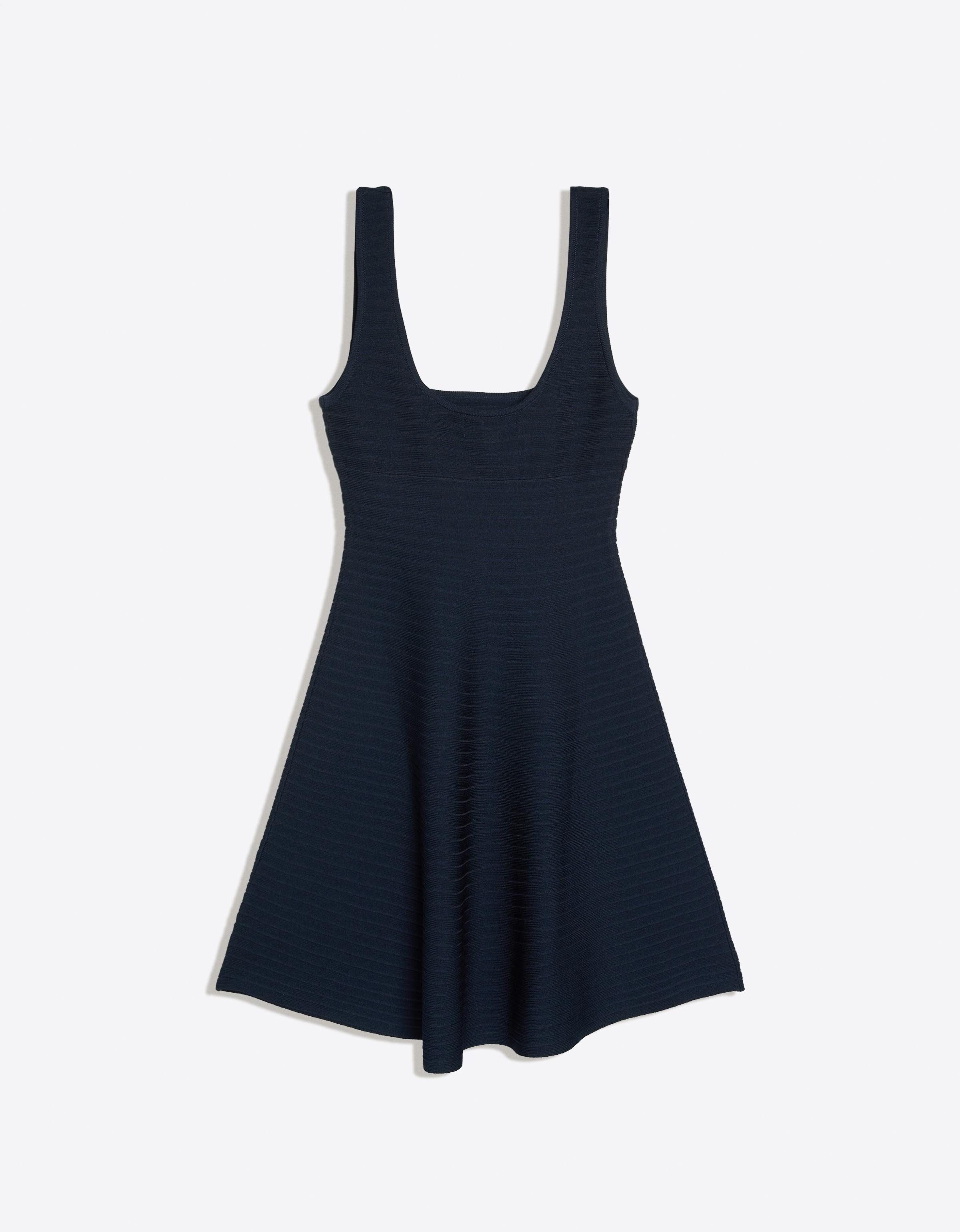 Knitted mini dress with flared skirt — Navy