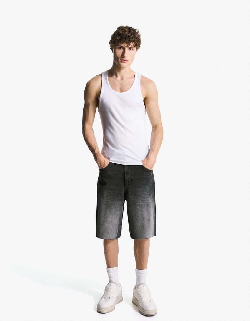 Calções bermuda super baggy fit-Preto-0