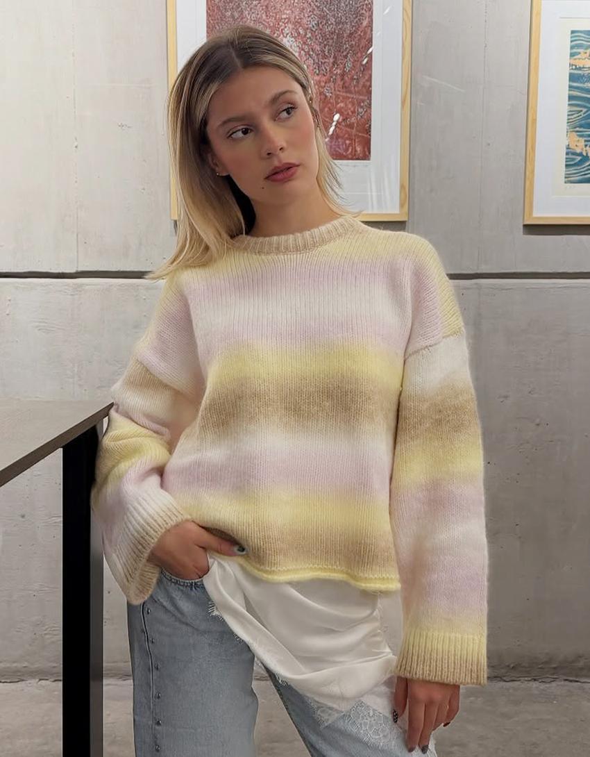 Jersey punto multicolor-Rosa