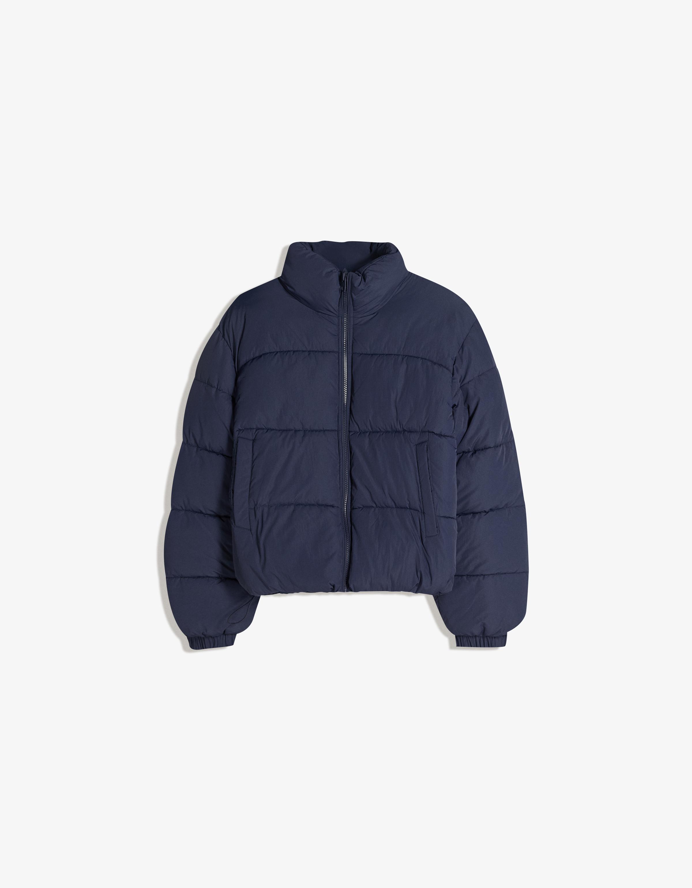 Padded funnel neck jacket — Navy